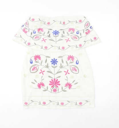 Parisian Women’s White Floral Embroidered Bodycon Dress Size 10