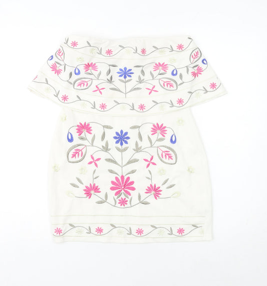Parisian Women’s White Floral Embroidered Bodycon Dress Size 10
