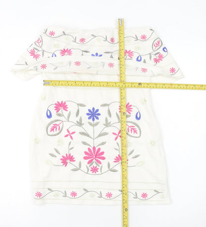 Parisian Women’s White Floral Embroidered Bodycon Dress Size 10
