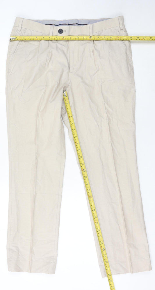 Debenhams Men’s Beige Chino Trousers 34W 29L Regular Fit Cotton