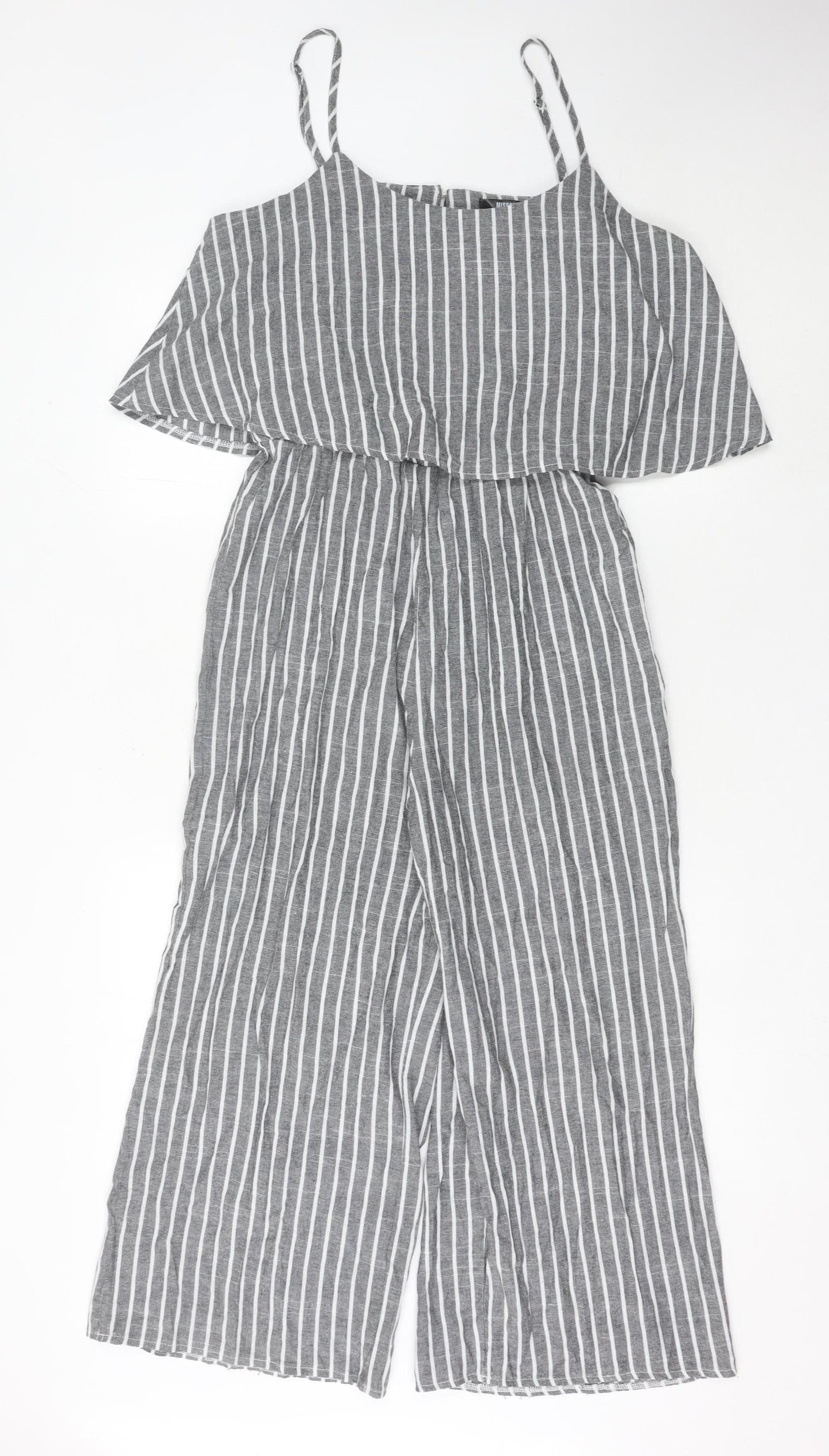 Missguided Tall Women’s Grey Striped Wide-Leg Jumpsuit Size 12