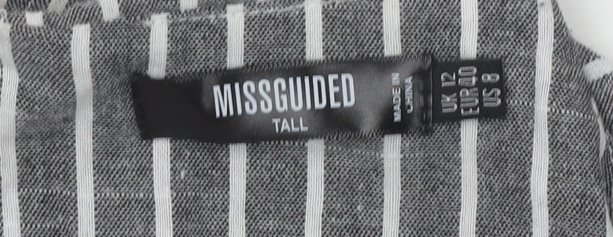 Missguided Tall Women’s Grey Striped Wide-Leg Jumpsuit Size 12