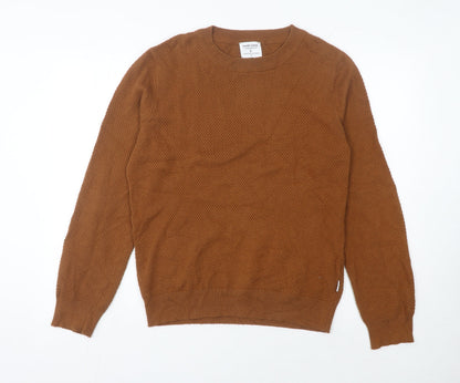 Shore Leave Men’s Brown Knit Crew Neck Pullover Jumper M Regular Fit
