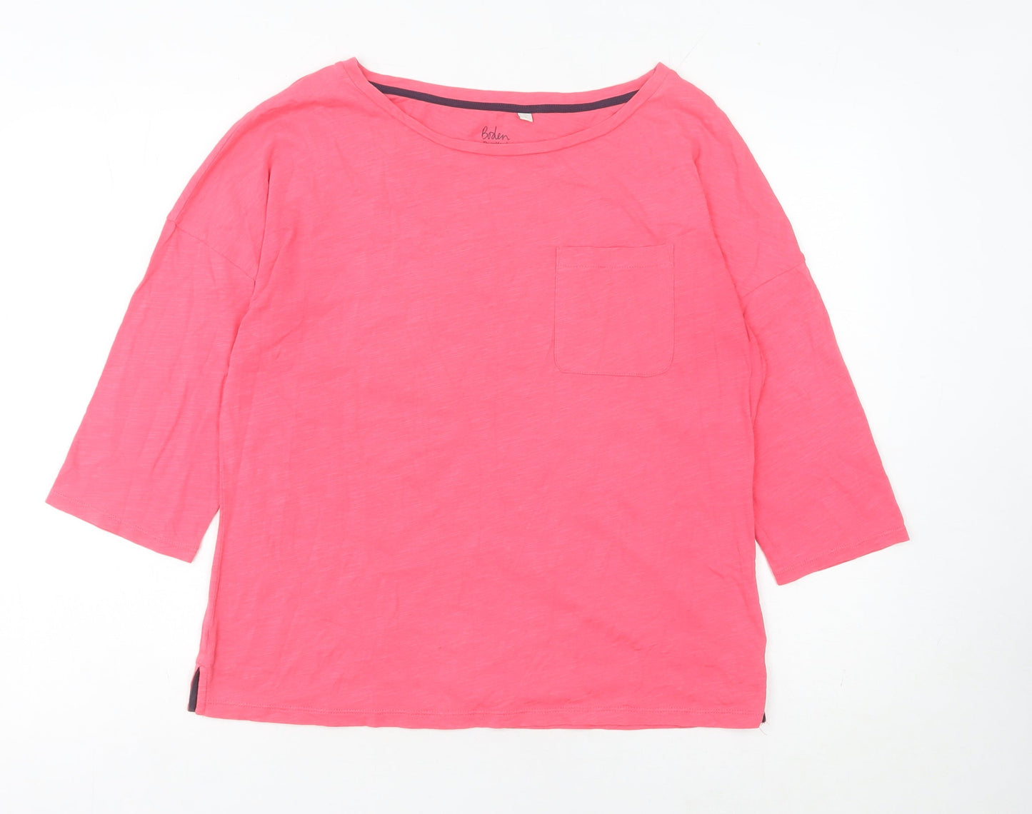 Boden Womens Pink Boat Neck 3/4 Sleeve Cotton Jersey T-Shirt M
