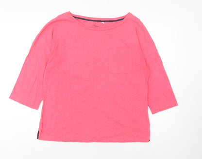 Boden Womens Pink Boat Neck 3/4 Sleeve Cotton Jersey T-Shirt M