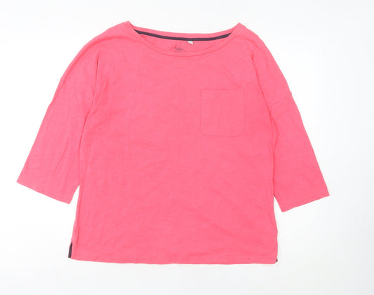 Boden Womens Pink Boat Neck 3/4 Sleeve Cotton Jersey T-Shirt M