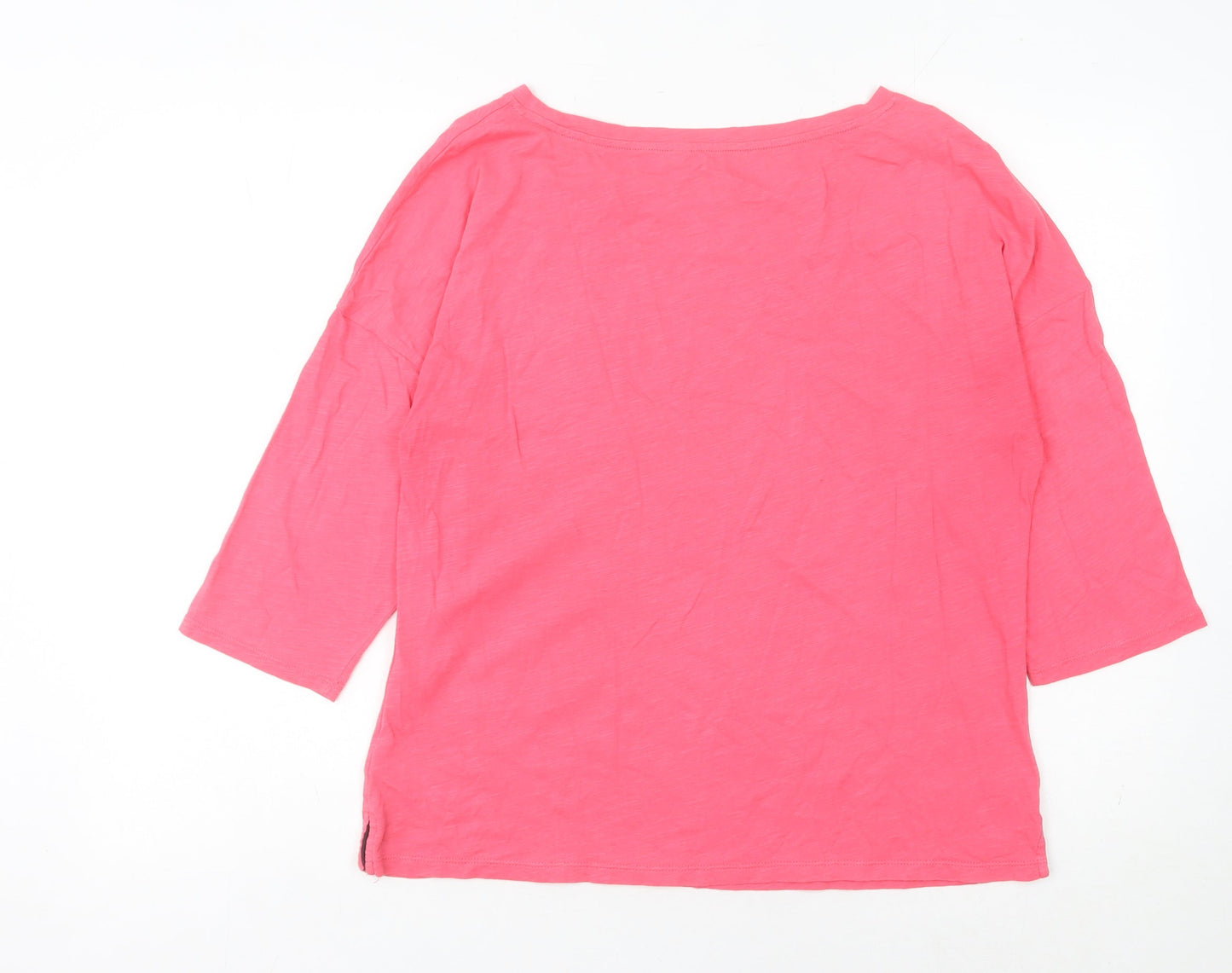 Boden Womens Pink Boat Neck 3/4 Sleeve Cotton Jersey T-Shirt M