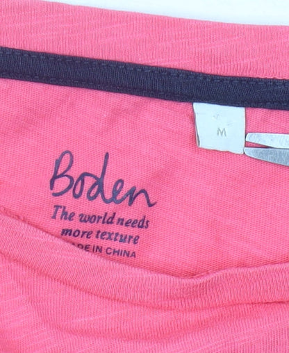 Boden Womens Pink Boat Neck 3/4 Sleeve Cotton Jersey T-Shirt M