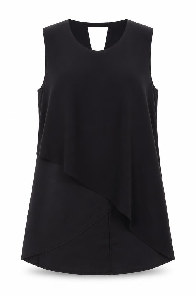 Womens UK Size 12 Hallhuber Black Tunic Blouse