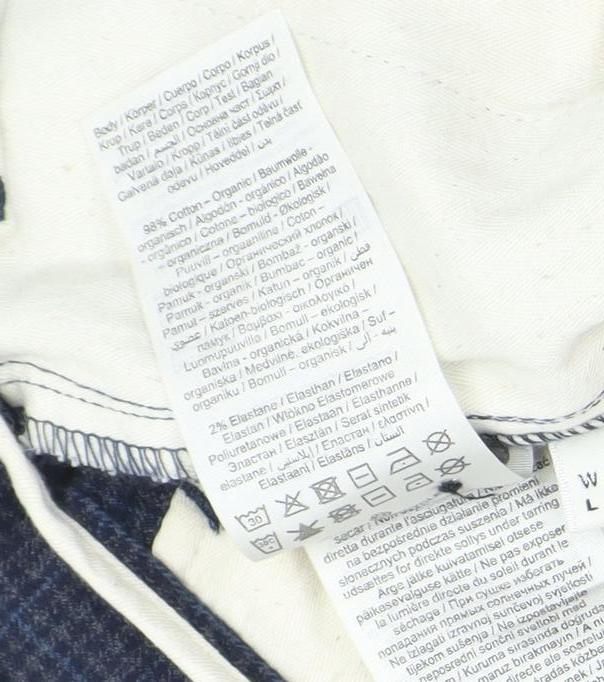 SELECTED HOMME Men’s Blue Check Slim Fit Chino Trousers L 34W 32L