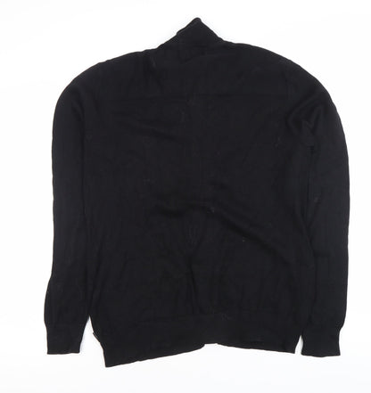 Peter Werth Men's Black Cotton Mock Neck Cardigan L Long Sleeve