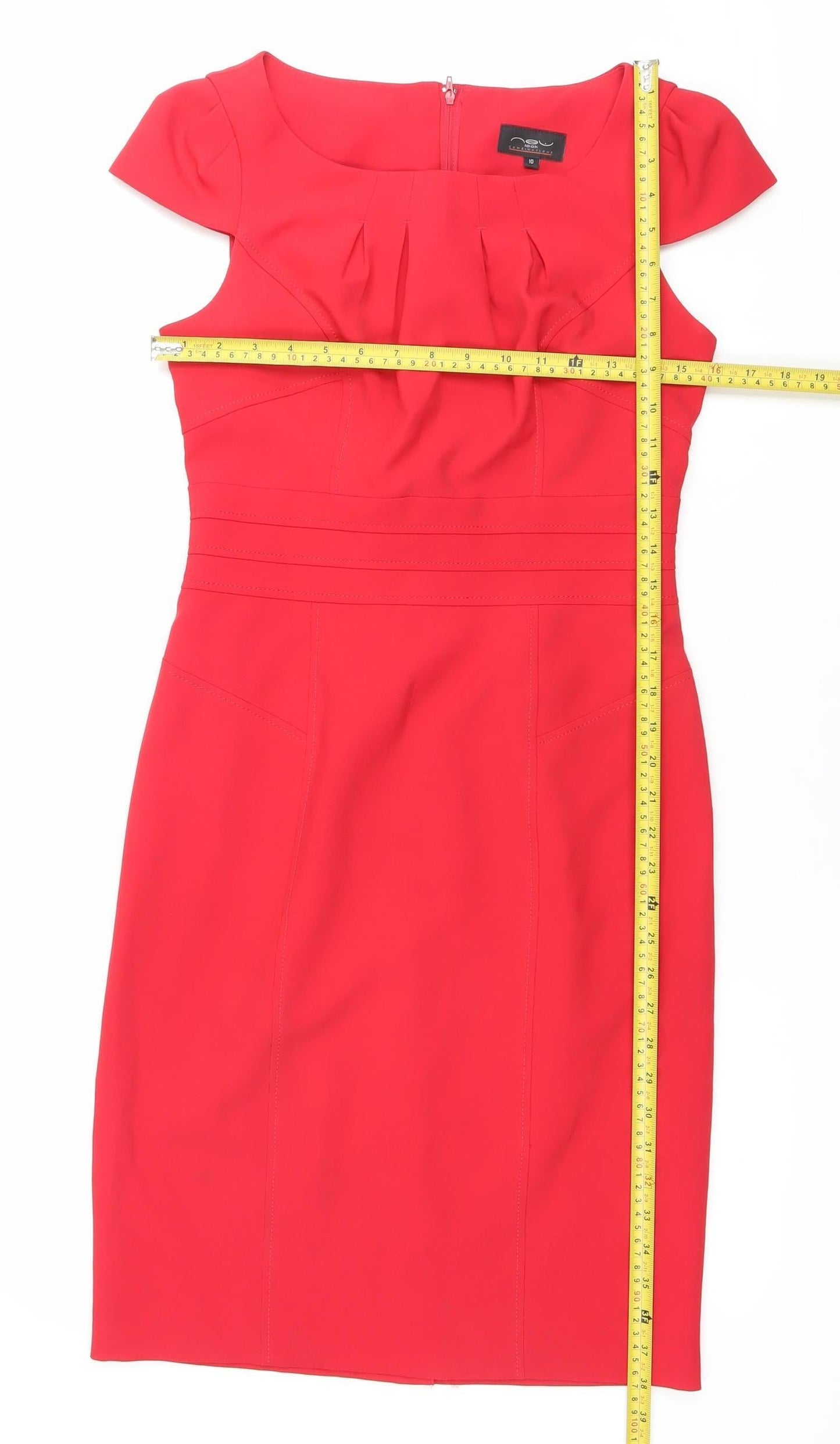 Look Combinations Women’s Red Sheath Knee Dress Size 10