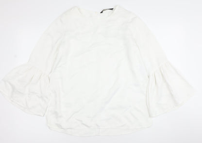 Womens UK Size M Zara Basic White Basic Blouse