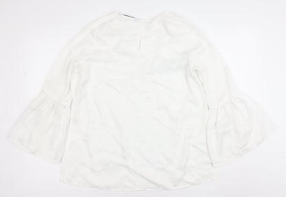 Womens UK Size M Zara Basic White Basic Blouse