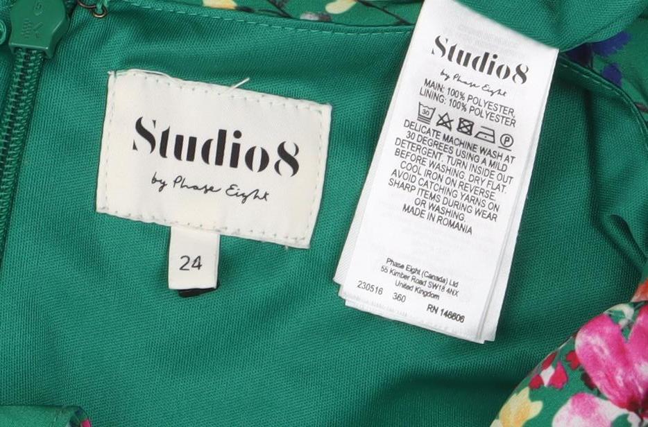 Studio 8 Women’s Green Floral Off Shoulder Fit & Flare Dress Size 24