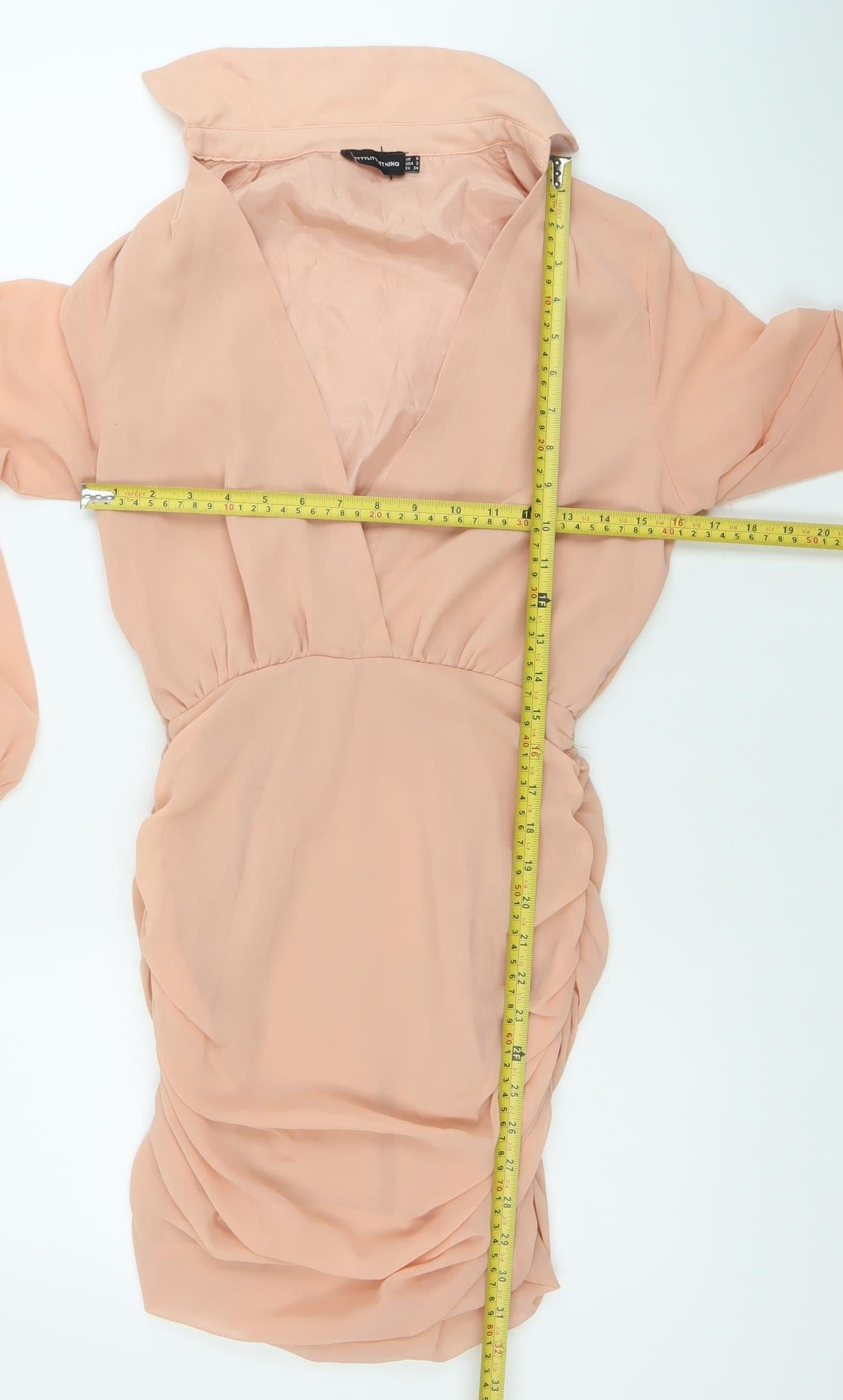 PrettyLittleThing Women’s Pink Size 6 Ruched Chiffon Bodycon Dress