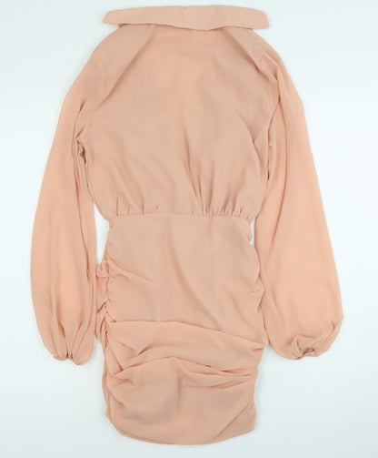 PrettyLittleThing Women’s Pink Size 6 Ruched Chiffon Bodycon Dress