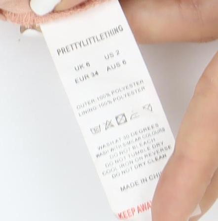 PrettyLittleThing Women’s Pink Size 6 Ruched Chiffon Bodycon Dress