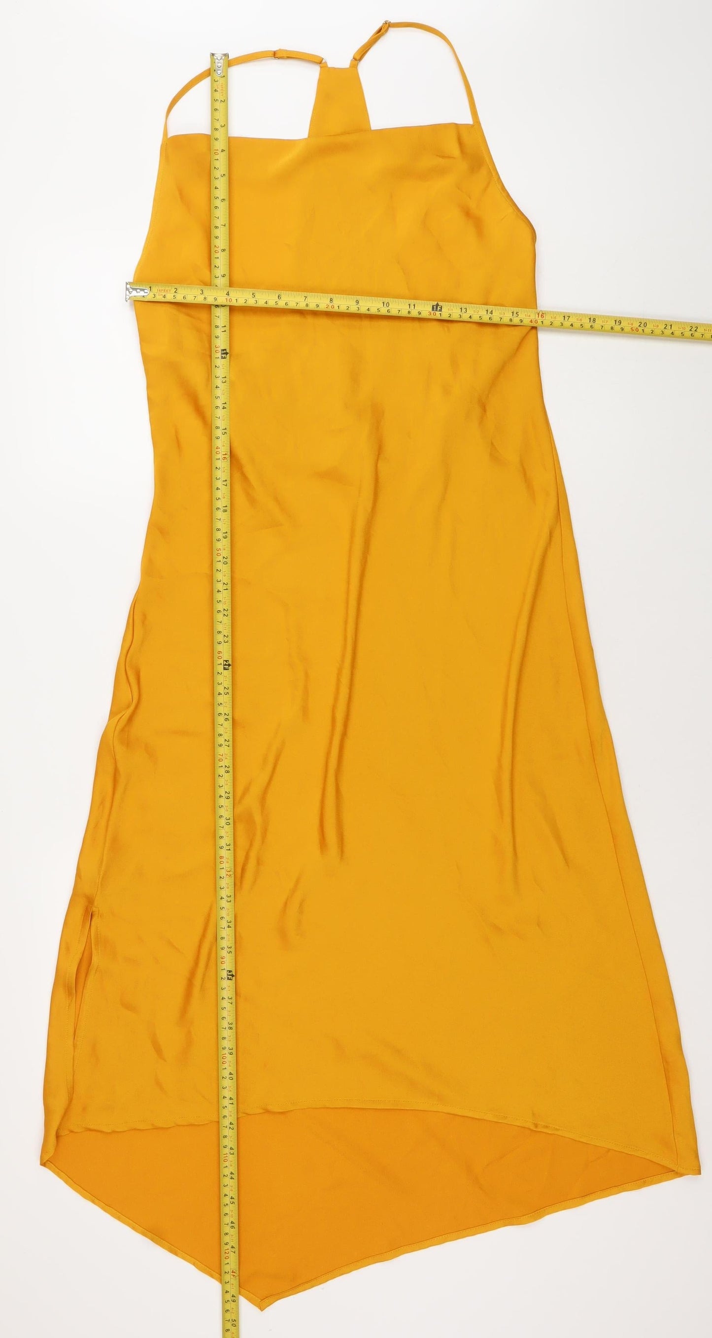 BCBGeneration Women's Yellow M Hi-Low Halter Slip Dress