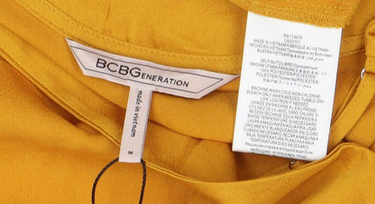 BCBGeneration Women's Yellow M Hi-Low Halter Slip Dress