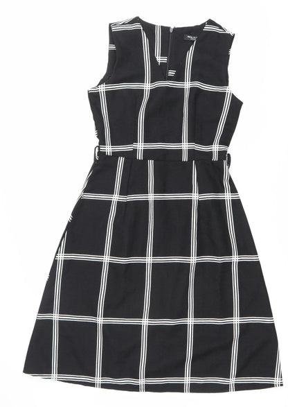 REAL FORM London Women's Black Check A-Line Dress Size 8