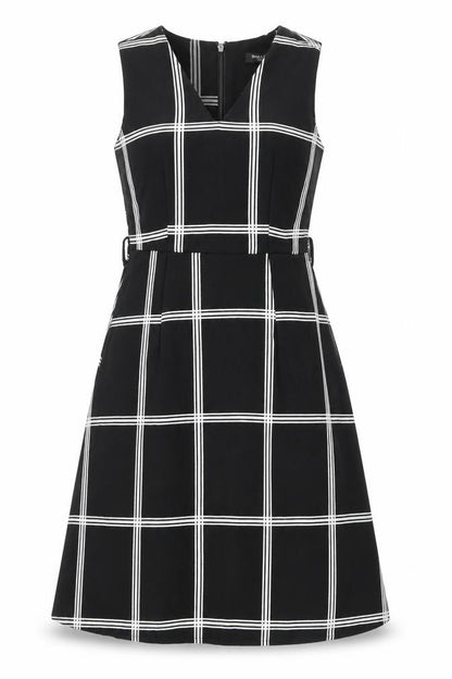 REAL FORM London Women's Black Check A-Line Dress Size 8