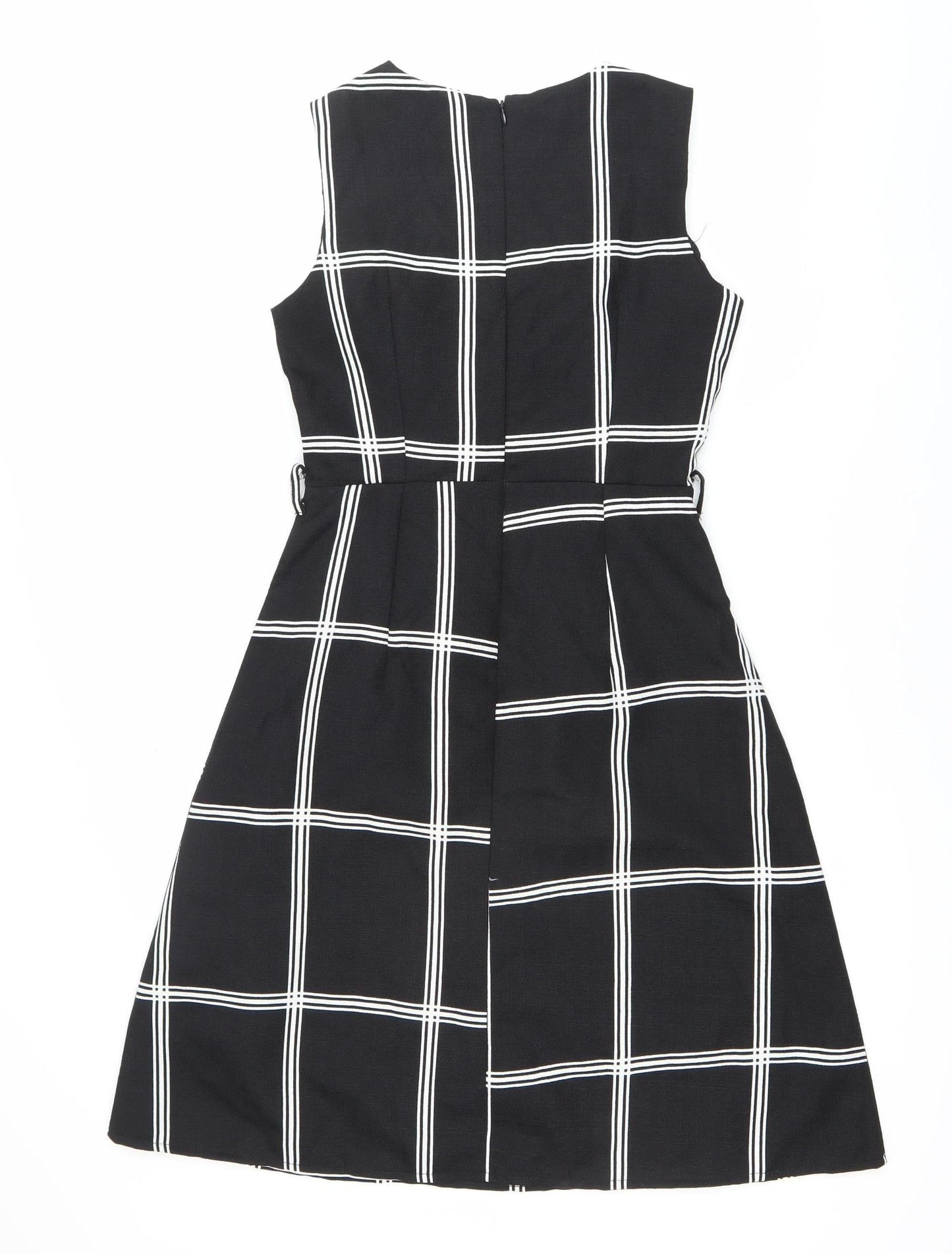 REAL FORM London Women's Black Check A-Line Dress Size 8