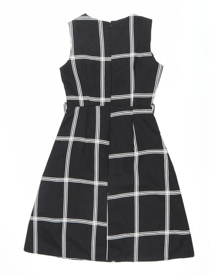 REAL FORM London Women's Black Check A-Line Dress Size 8