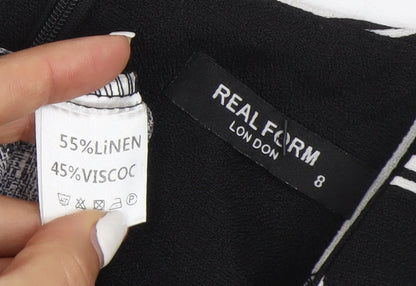 REAL FORM London Women's Black Check A-Line Dress Size 8