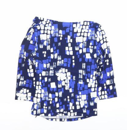 Jasper Conran Women's Blue Geometric Cowl Neck Blouse Size 12