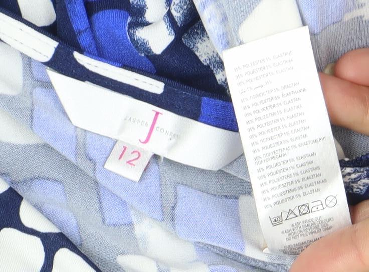 Jasper Conran Women's Blue Geometric Cowl Neck Blouse Size 12