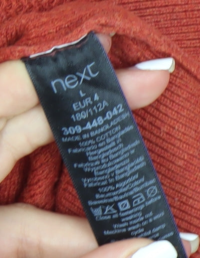 Next Mens Orange L Collared Henley Jumper Long Sleeve Cotton Knit