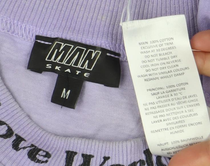 MAN Skate Men’s Purple Cotton Crew Neck Short Sleeve T-Shirt M