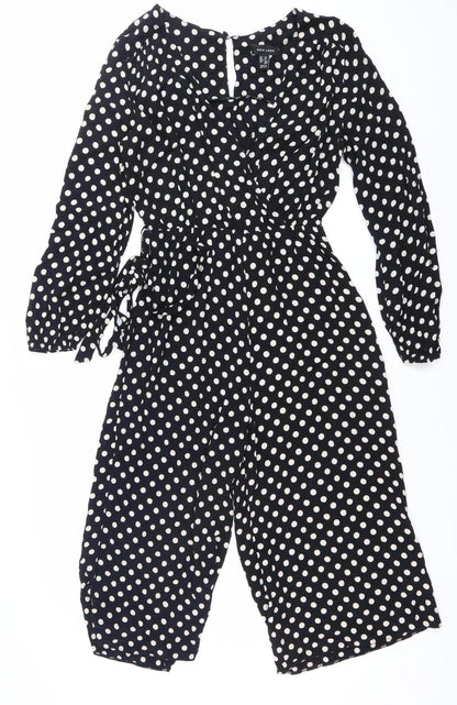 New Look Women’s Black Polka Dot Wide-Leg Jumpsuit Size 10