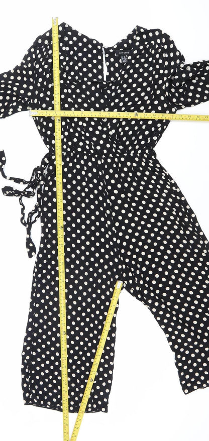 New Look Women’s Black Polka Dot Wide-Leg Jumpsuit Size 10