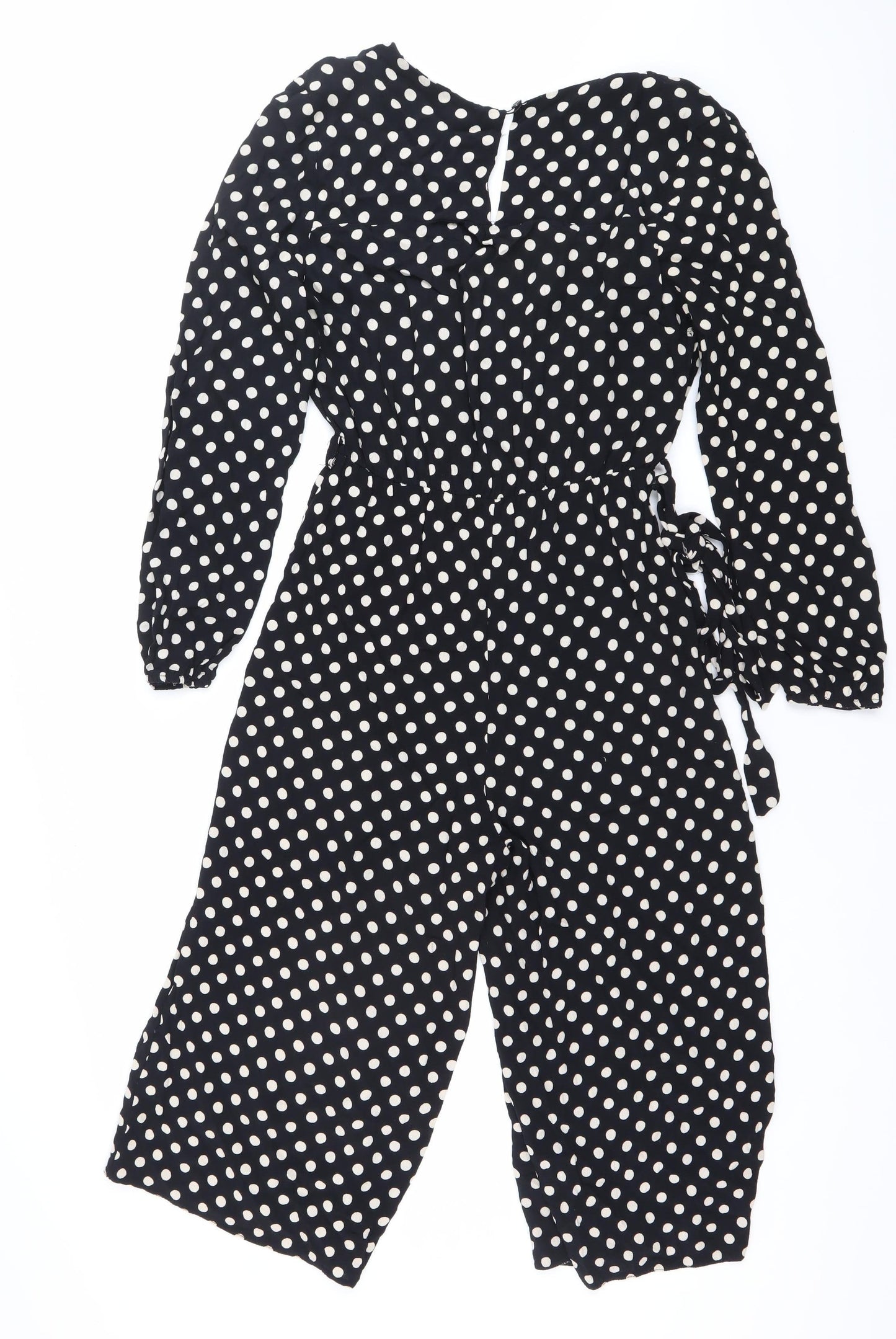New Look Women’s Black Polka Dot Wide-Leg Jumpsuit Size 10