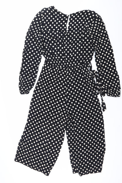 New Look Women’s Black Polka Dot Wide-Leg Jumpsuit Size 10