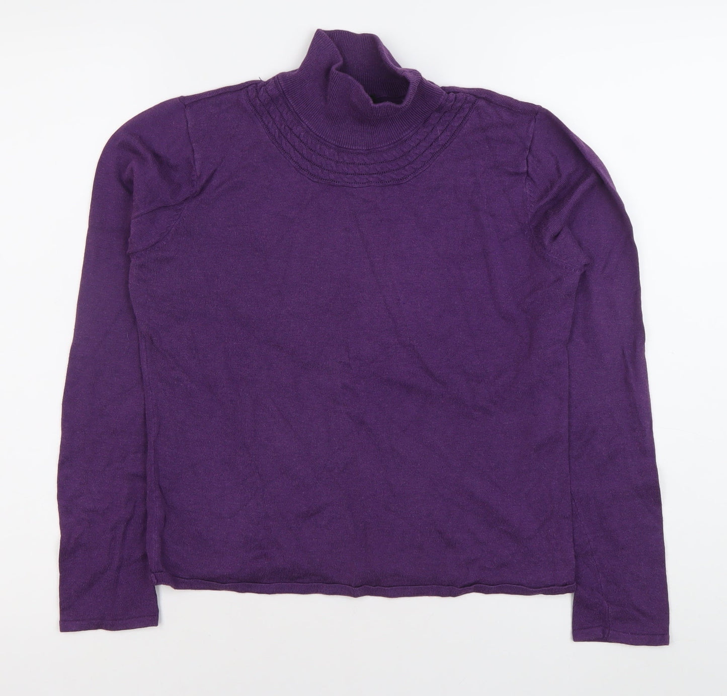 Marcona Women's Purple Roll Neck Cotton Jumper Size 12