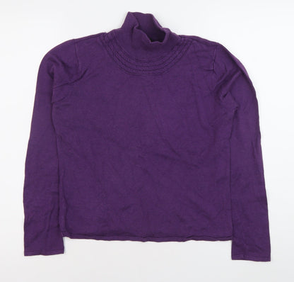 Marcona Women's Purple Roll Neck Cotton Jumper Size 12