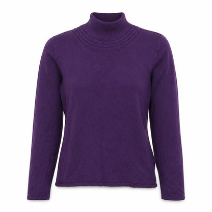 Marcona Women's Purple Roll Neck Cotton Jumper Size 12