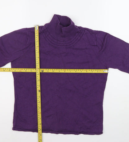 Marcona Women's Purple Roll Neck Cotton Jumper Size 12