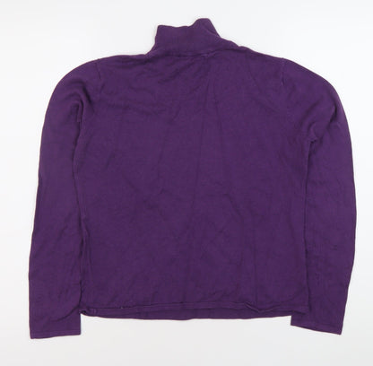 Marcona Women's Purple Roll Neck Cotton Jumper Size 12