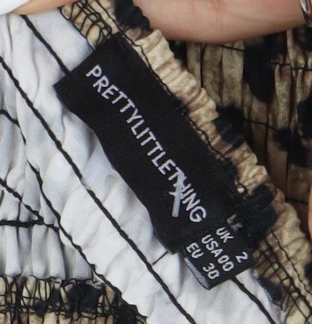 PrettyLittleThing Women’s Brown Leopard Mini Dress Size 2 Puff Sleeve