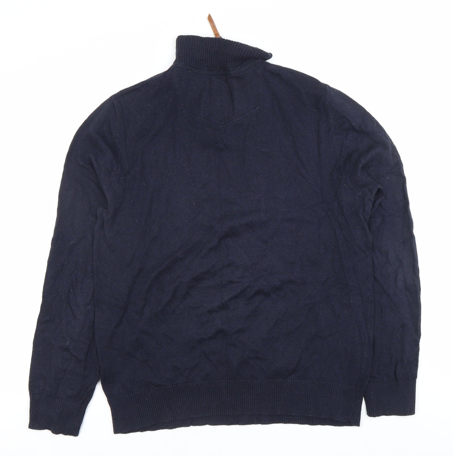 Fat Face Men’s Blue Wool Blend Full Zip High Neck Jumper Size L