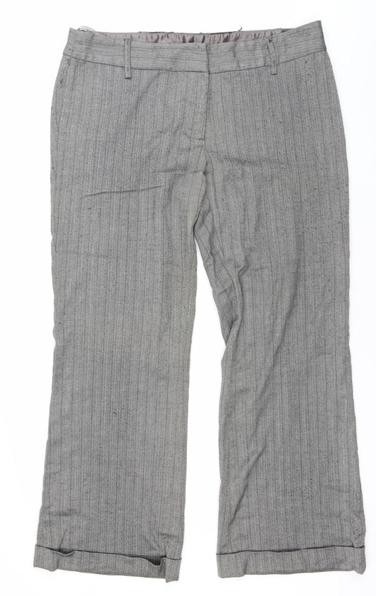 New Look Women’s Grey Pinstripe Straight Leg Trousers Size 16 Workwear