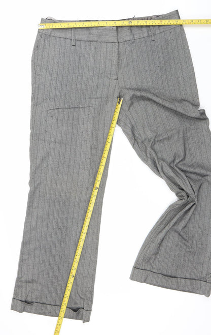 New Look Women’s Grey Pinstripe Straight Leg Trousers Size 16 Workwear