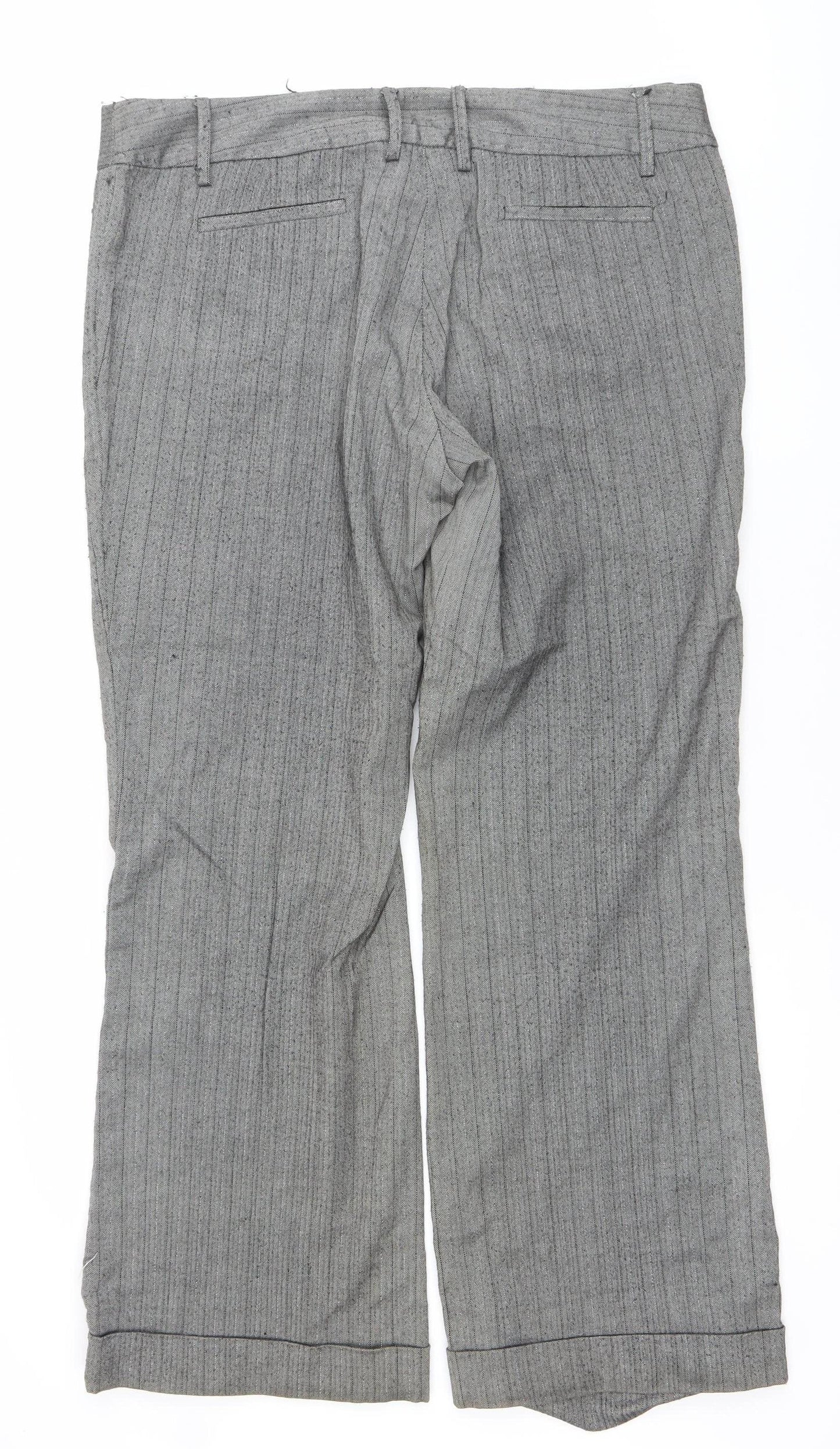 New Look Women’s Grey Pinstripe Straight Leg Trousers Size 16 Workwear