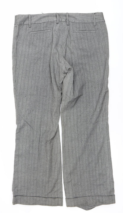 New Look Women’s Grey Pinstripe Straight Leg Trousers Size 16 Workwear