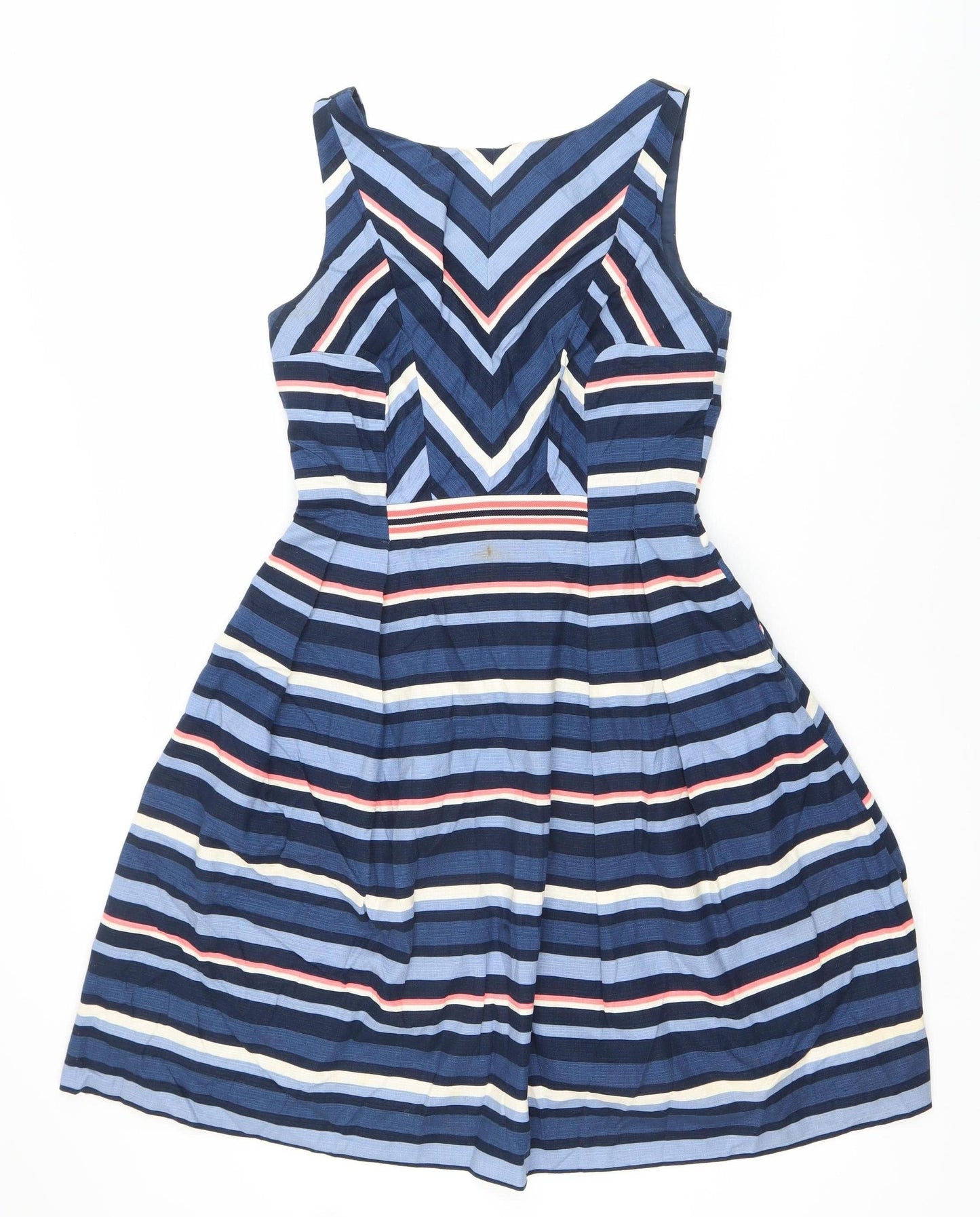 Oasis Women’s Multicoloured Stripe Fit & Flare Dress Size 8 Knee Length