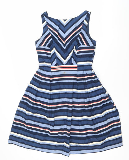 Oasis Women’s Multicoloured Stripe Fit & Flare Dress Size 8 Knee Length